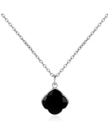 Colier de argint veritabil 925 decorat cu onyx CAPUCINE 29567, Argintiu
