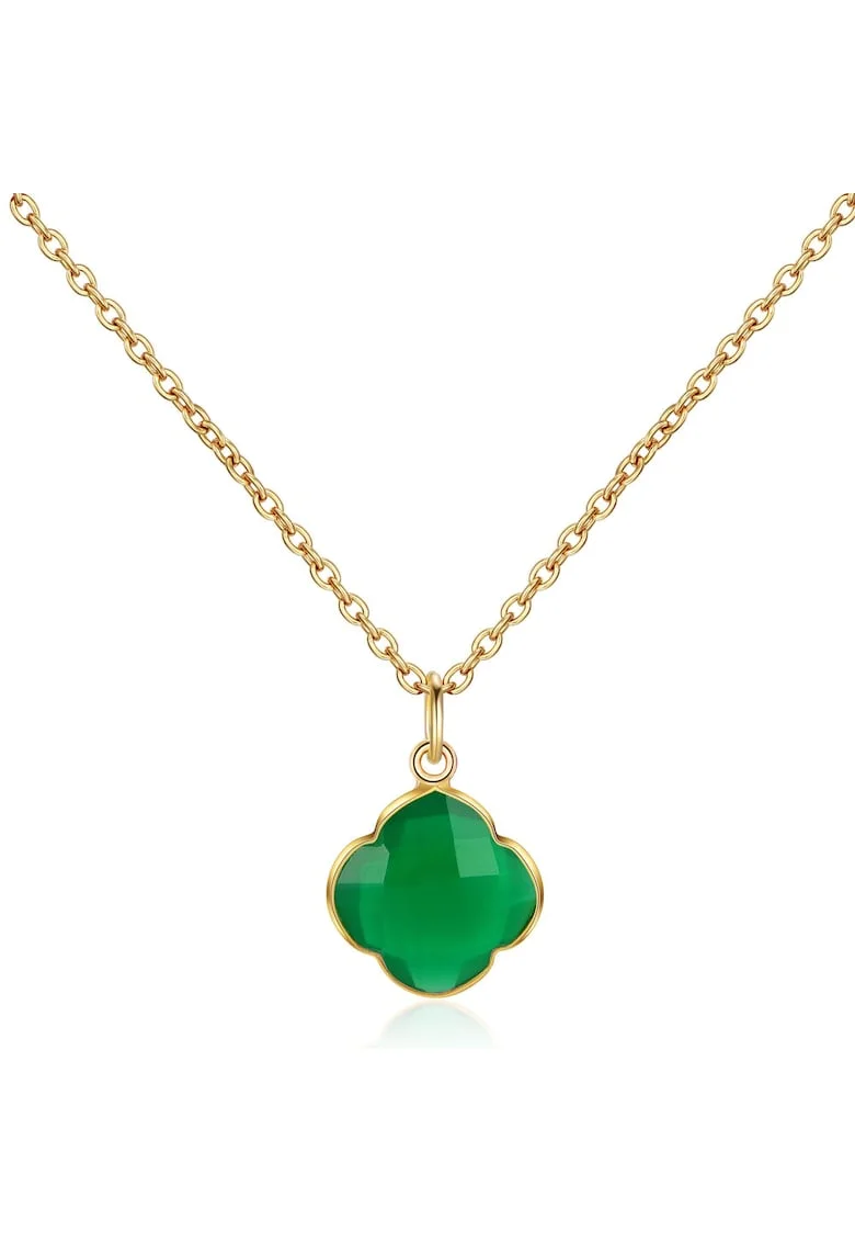 Colier de argint veritabil 925 decorat cu onyx verde CAPUCINE 29571, Auriu