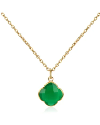 Colier de argint veritabil 925 decorat cu onyx verde CAPUCINE 29571, Auriu