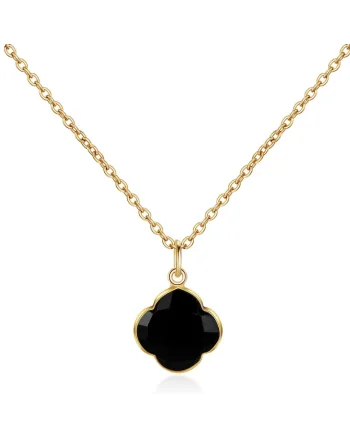 Colier de argint veritabil 925 decorat cu onyx CAPUCINE 29567, Auriu
