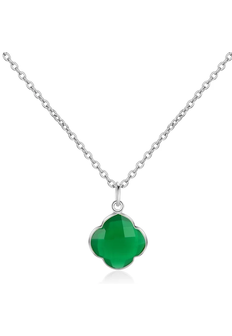 Colier de argint veritabil 925 decorat cu onyx verde CAPUCINE 29571, Argintiu