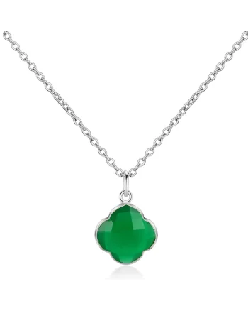 Colier de argint veritabil 925 decorat cu onyx verde CAPUCINE 29571, Argintiu