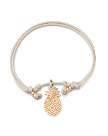 Bratara-snur cu talisman ananas Délice, Auriu rose