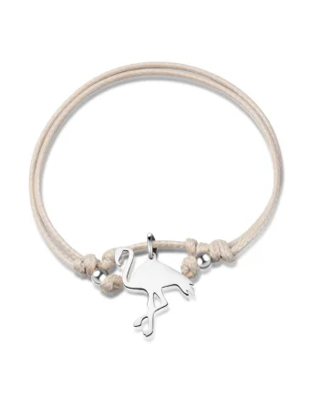 Bratara-snur cu talisman flamingo Flamant, Argintiu