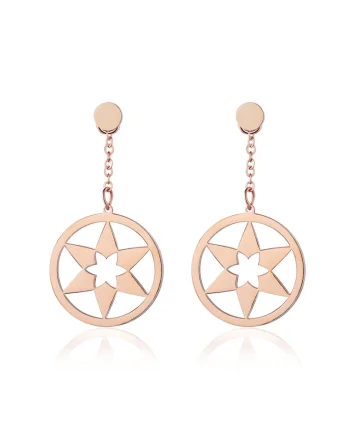 Cercei drop de otel inoxidabil, Auriu rose