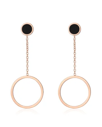 Cercei drop de otel inoxidabil, Auriu rose