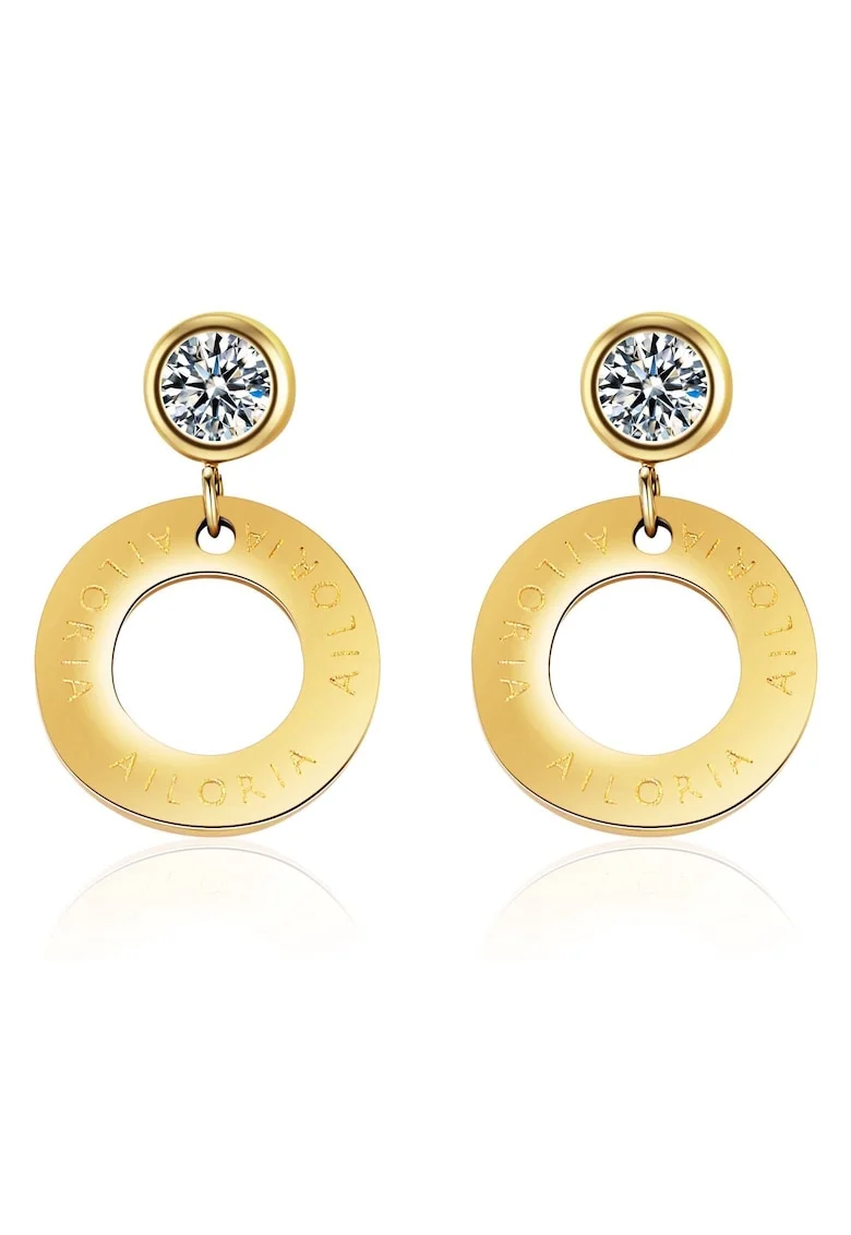 Cercei decorati cu cristale zirconia Agathe, Auriu