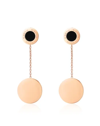 Cercei drop de otel inoxidabil, Auriu rose
