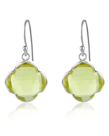 Cercei de argint veritabil cu quartz Capucine, Argintiu