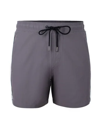 Pantaloni scurti de baie cu logo lateral si buzunare cu fermoar Seabeat 28987, Gri