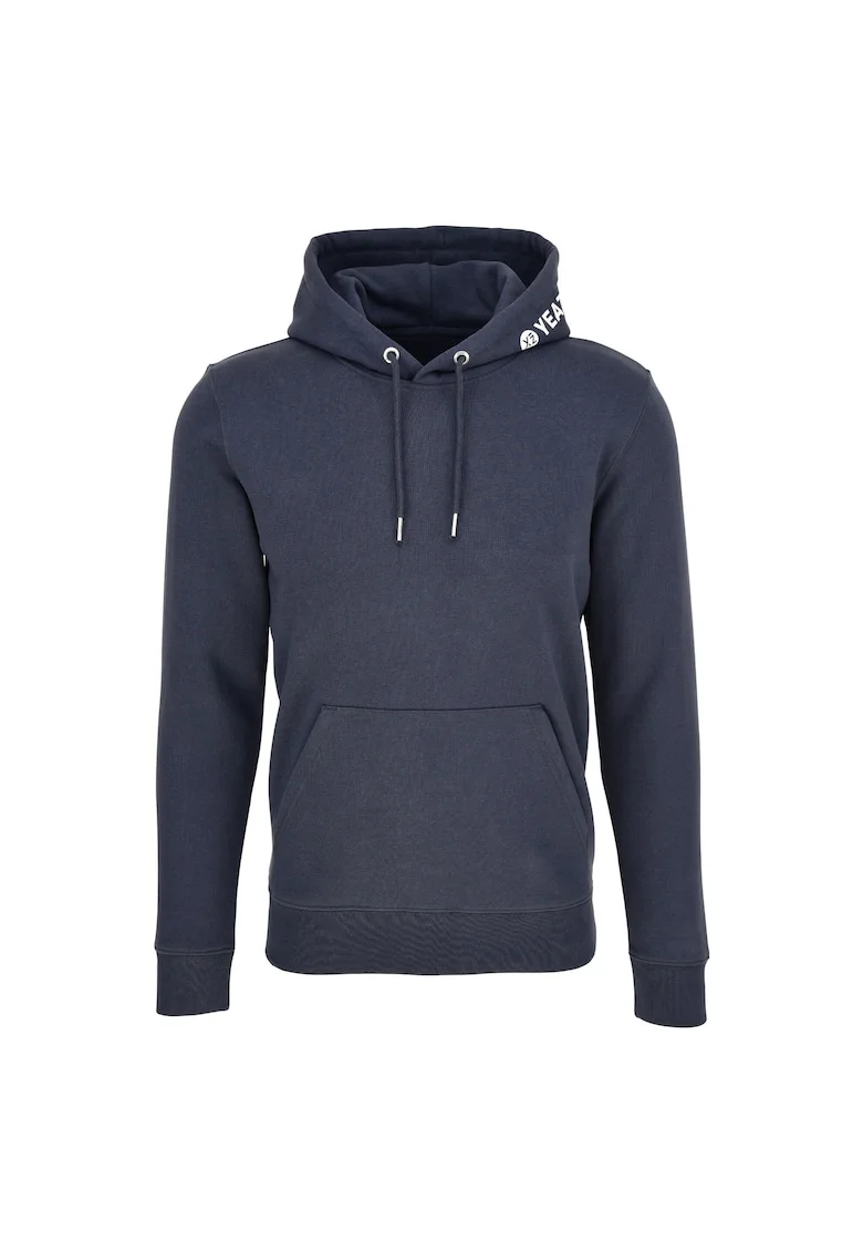 Hanorac unisex din amestec de bumbac organic cu buzunar kangaroo Cushy 29529, Albastru inchis