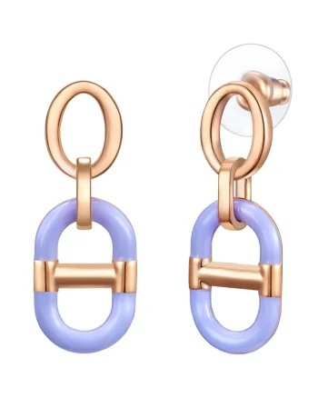 Cercei placati cu aur de 14K, cu emaill 32099, Auriu rose