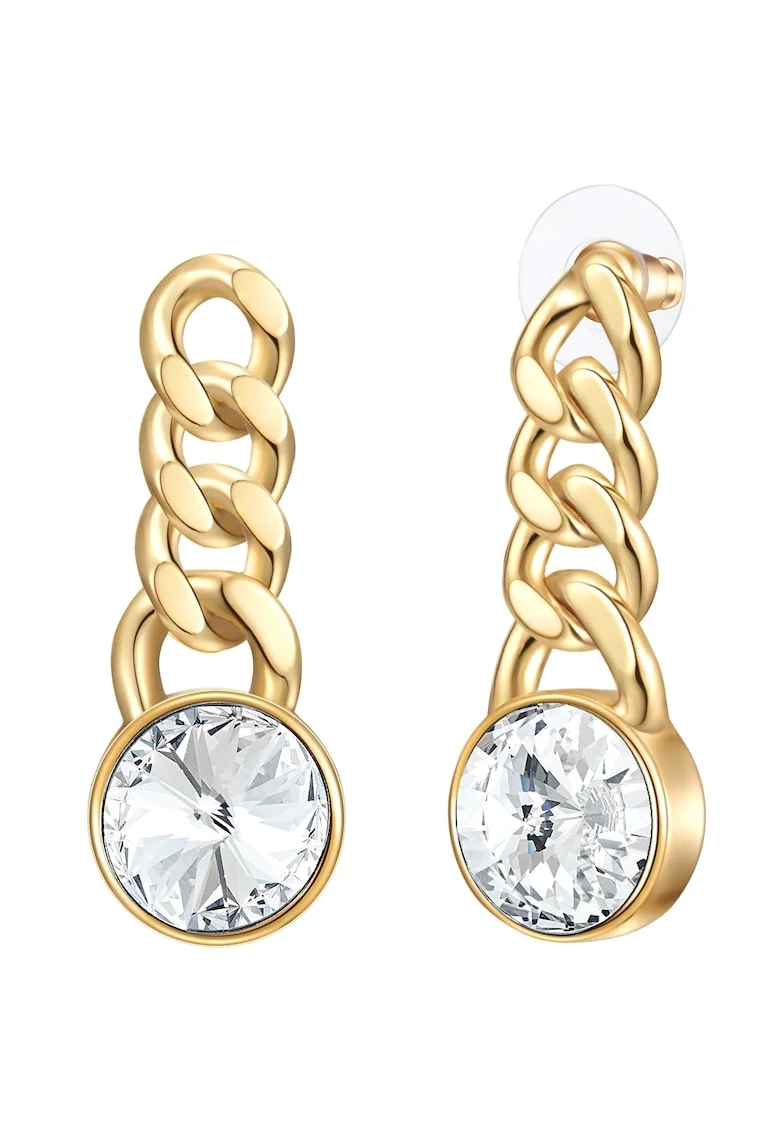 Cercei placati cu aur de 14K, cu zirconia 32115, Auriu/Galben