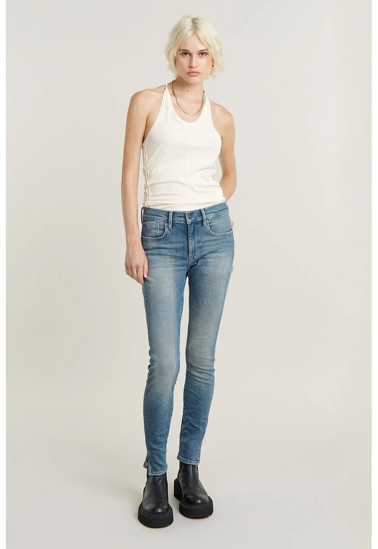 Blugi skinny cu talie medie Lhana, Albastru prafuit