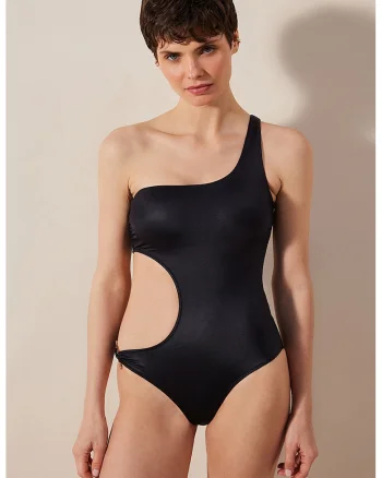 Costum de baie intreg cu decupaj lateral, Negru