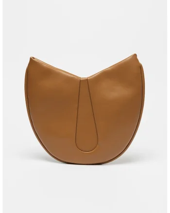 Geanta din piele ecologica cu bareta de umar in diverse culori, Caramel, 30x39x2