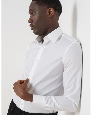 Camasa slim fit Hank Kent, Alb optic
