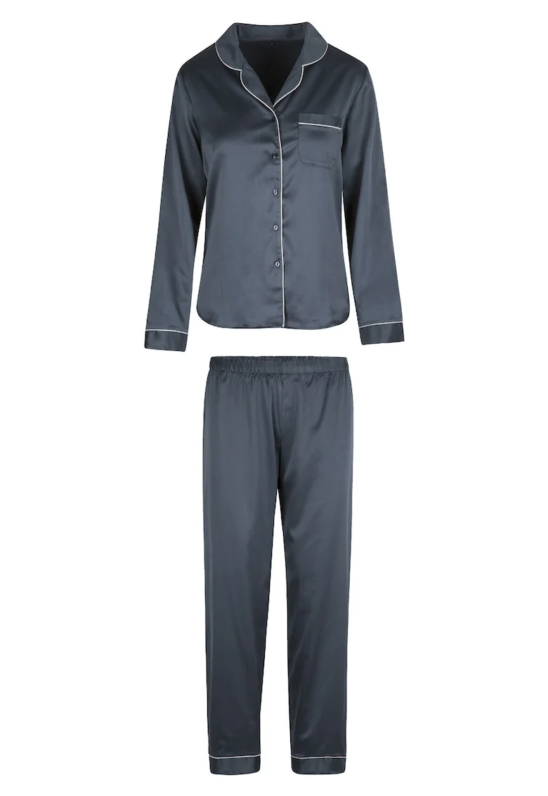 Pijama lunga de satin, Gri