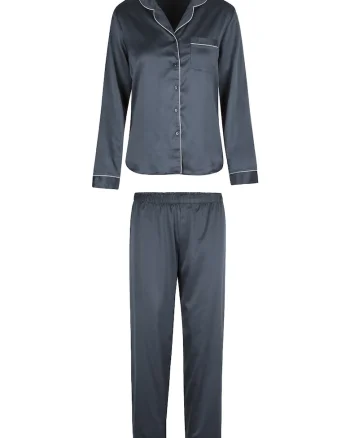 Pijama lunga de satin, Gri
