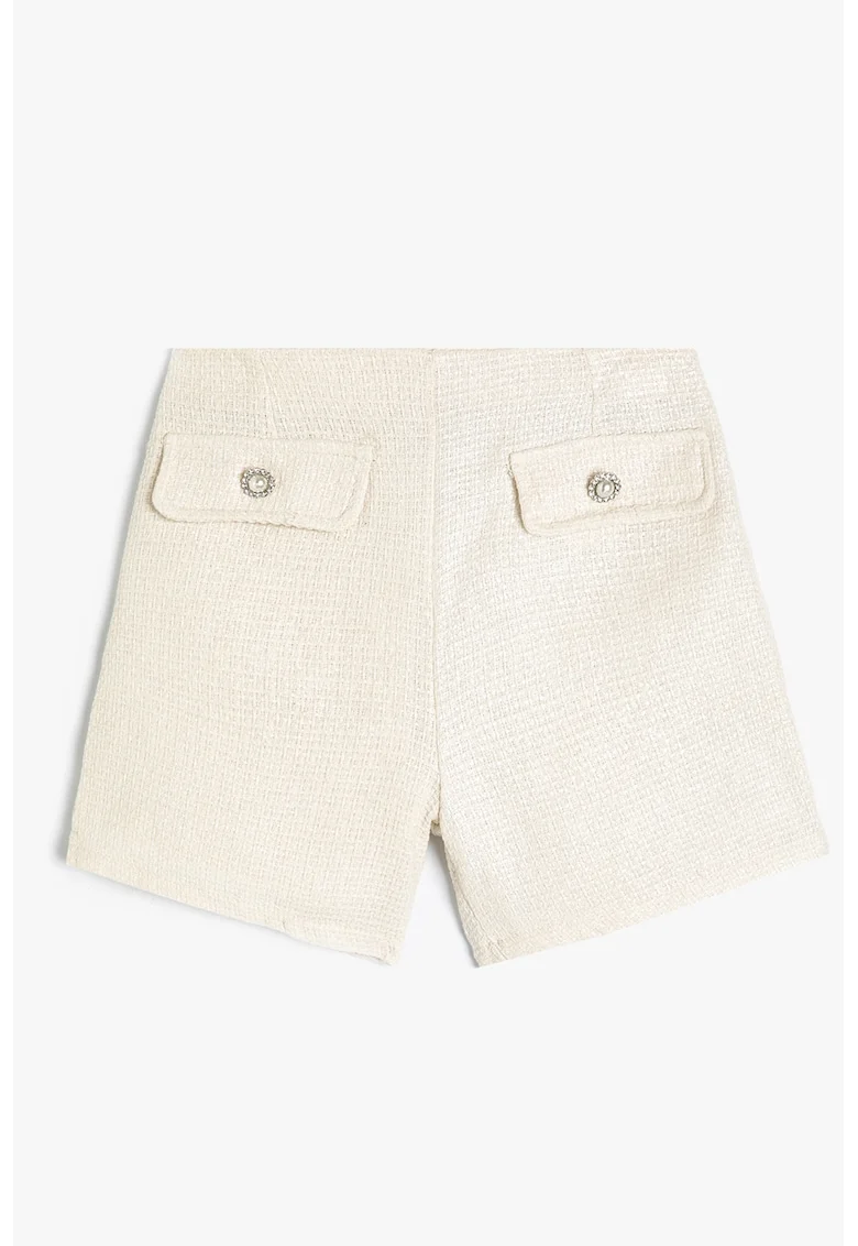Pantaloni scurti texturati din amestec de bumbac, Crem