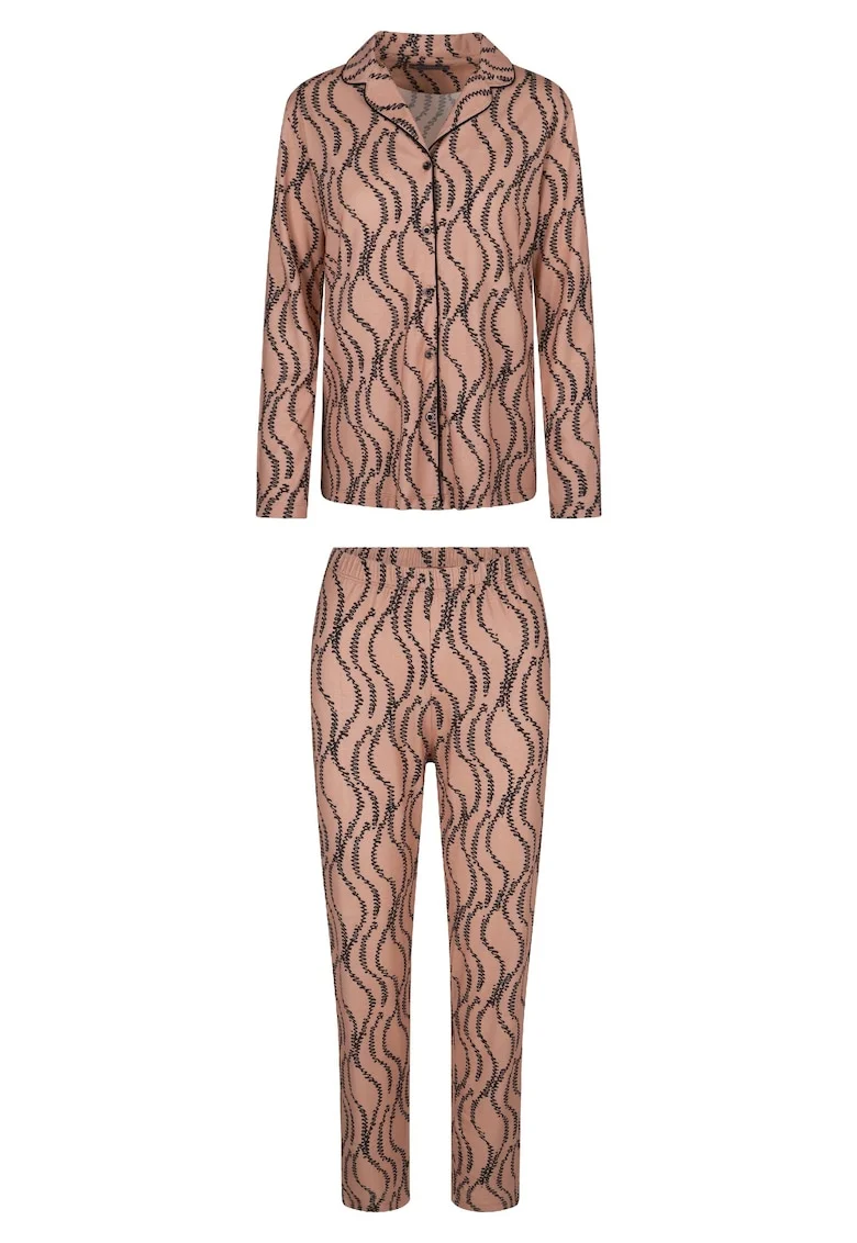 Pijama cu model si maneci lungi, Roz
