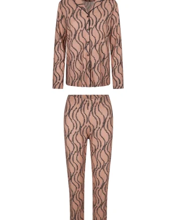 Pijama cu model si maneci lungi, Roz