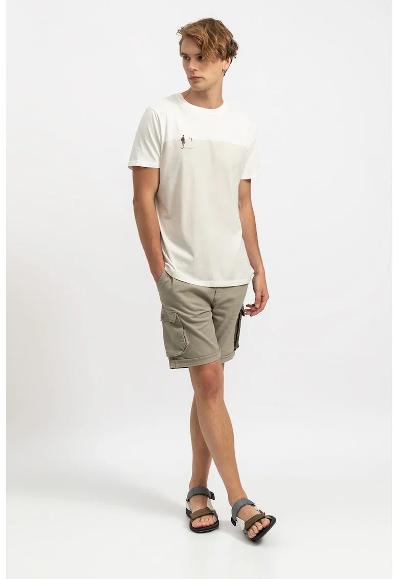 Tricou unisex cu imprimeu grafic, Alb murdar/Bej deschis