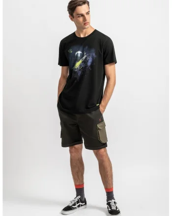 Tricou unisex de bumbac cu imprimeu, Negru stins