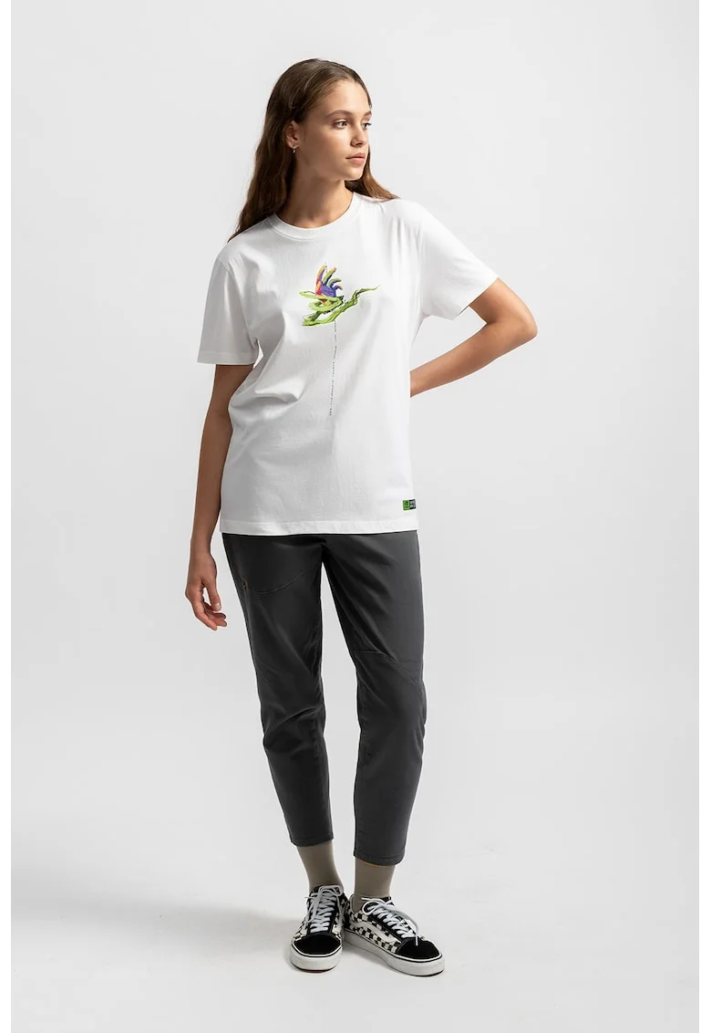 Tricou unisex de bumbac cu imprimeu, Verde/Alb murdar
