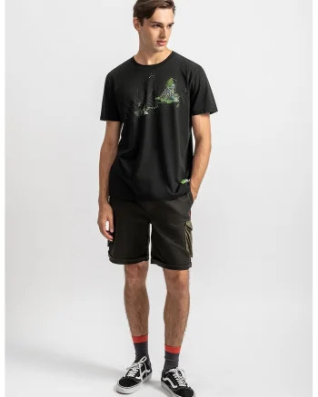 Tricou unisex de bumbac cu imprimeu, Verde/Negru stins