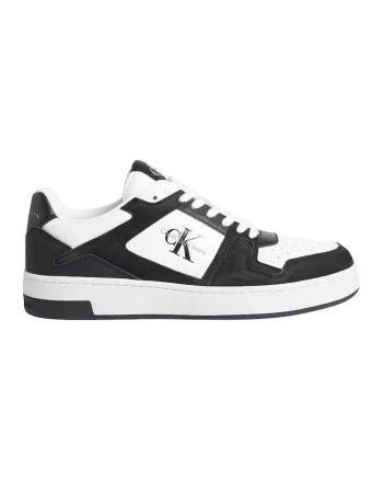 Pantofi sport din piele cu detaliu logo, Alb/Negru