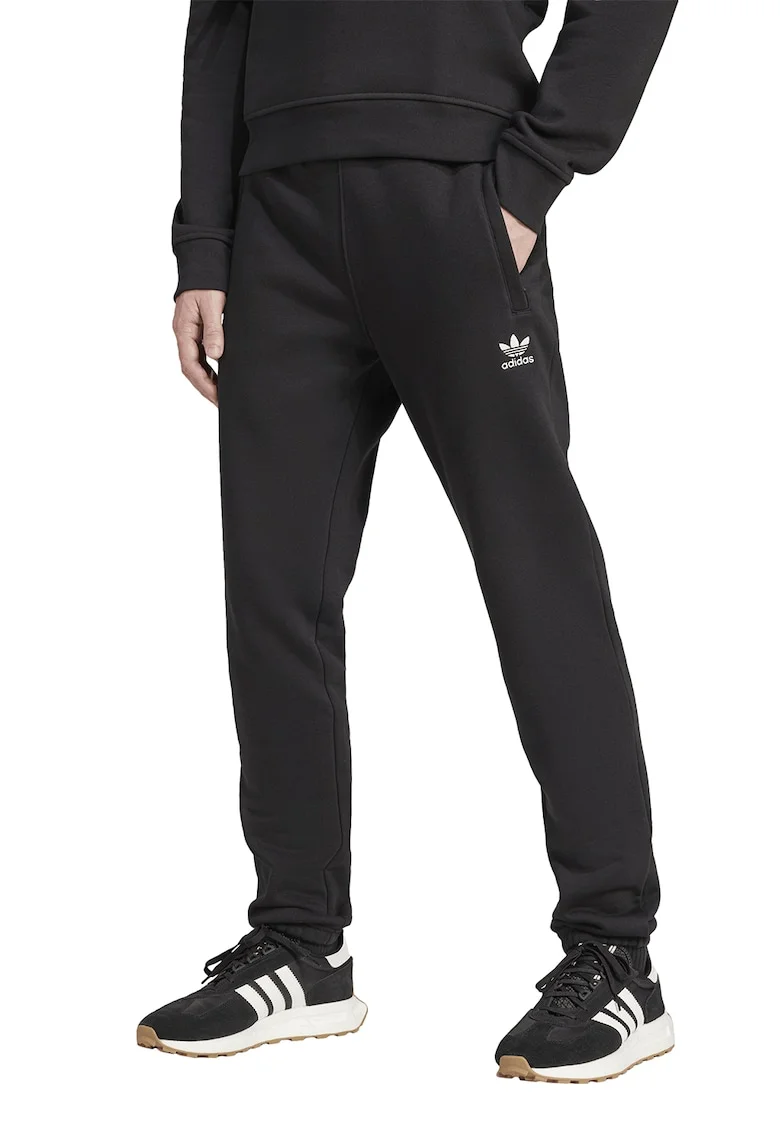 Pantaloni de trening slim fit cu buzunare Trefoil Essentials, Alb murdar/Gri antracit