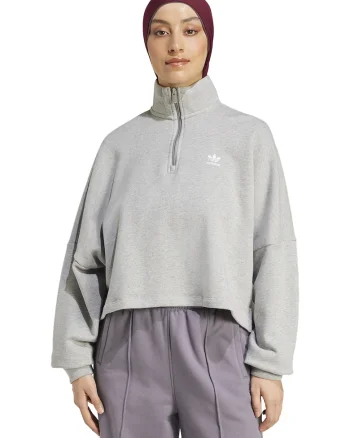 Bluza de trening supradimensionata cu fenta cu fermoar, Gri