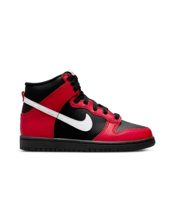Pantofi sport high-cut din piele ecologica Dunk High, Rosu/Alb/Negru