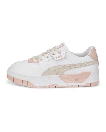 Pantofi sport cu piele intoarsa Cali Dream Colorpop, Alb/Roz somon