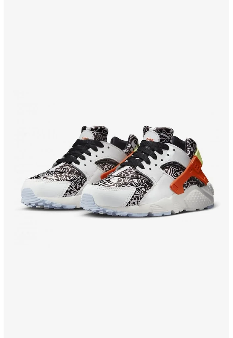Pantofi sport cu model Huarache, Alb/Negru/Portocaliu