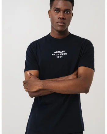 Tricou cu logo si decolteu la baza gatului, Alb/Albastru ultramarin