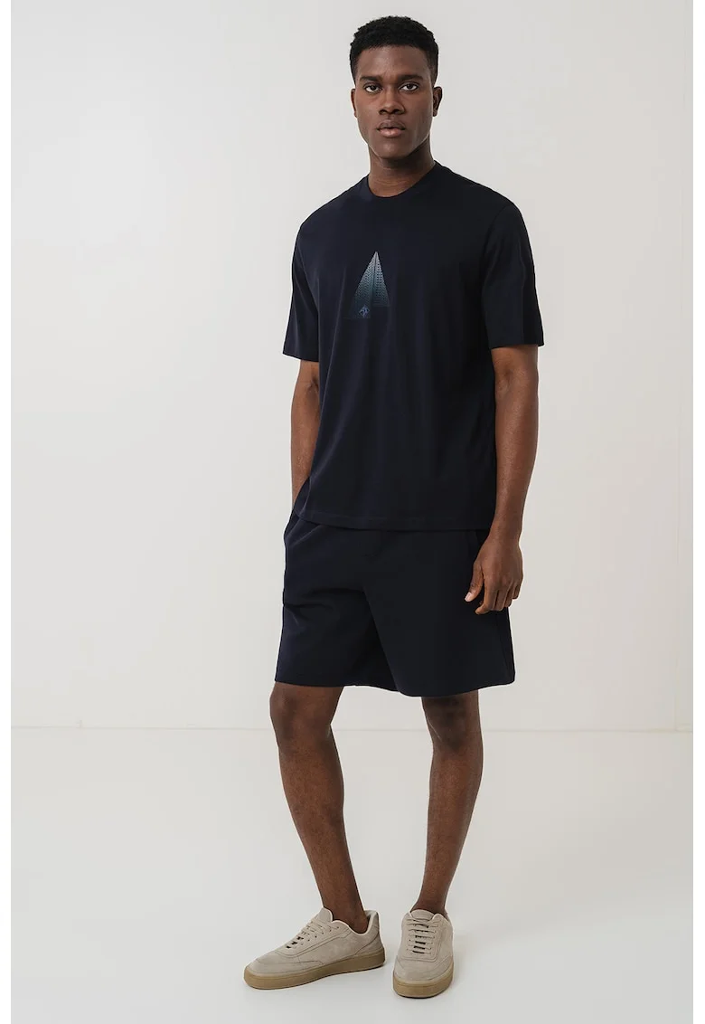 Tricou cu imprimeu grafic pe partea din fata, Bleumarin