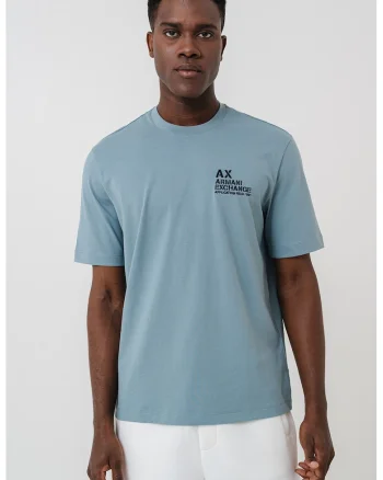 Tricou din bumbac cu logo pe piept si decolteu la baza gatului, Verde pal