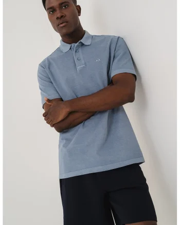 Tricou polo cu logo discret, Albastru prafuit