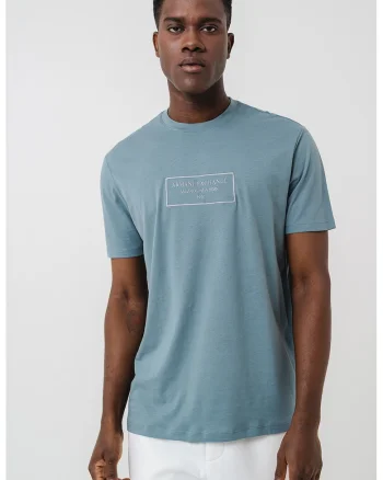 Tricou regular-fit cu logo brodat, Albastru prafuit