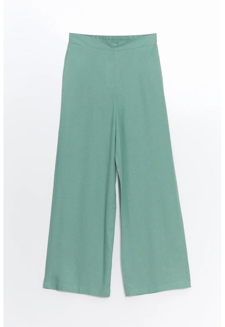 Pantaloni din amestec de in cu croiala ampla, Verde