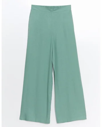 Pantaloni din amestec de in cu croiala ampla, Verde