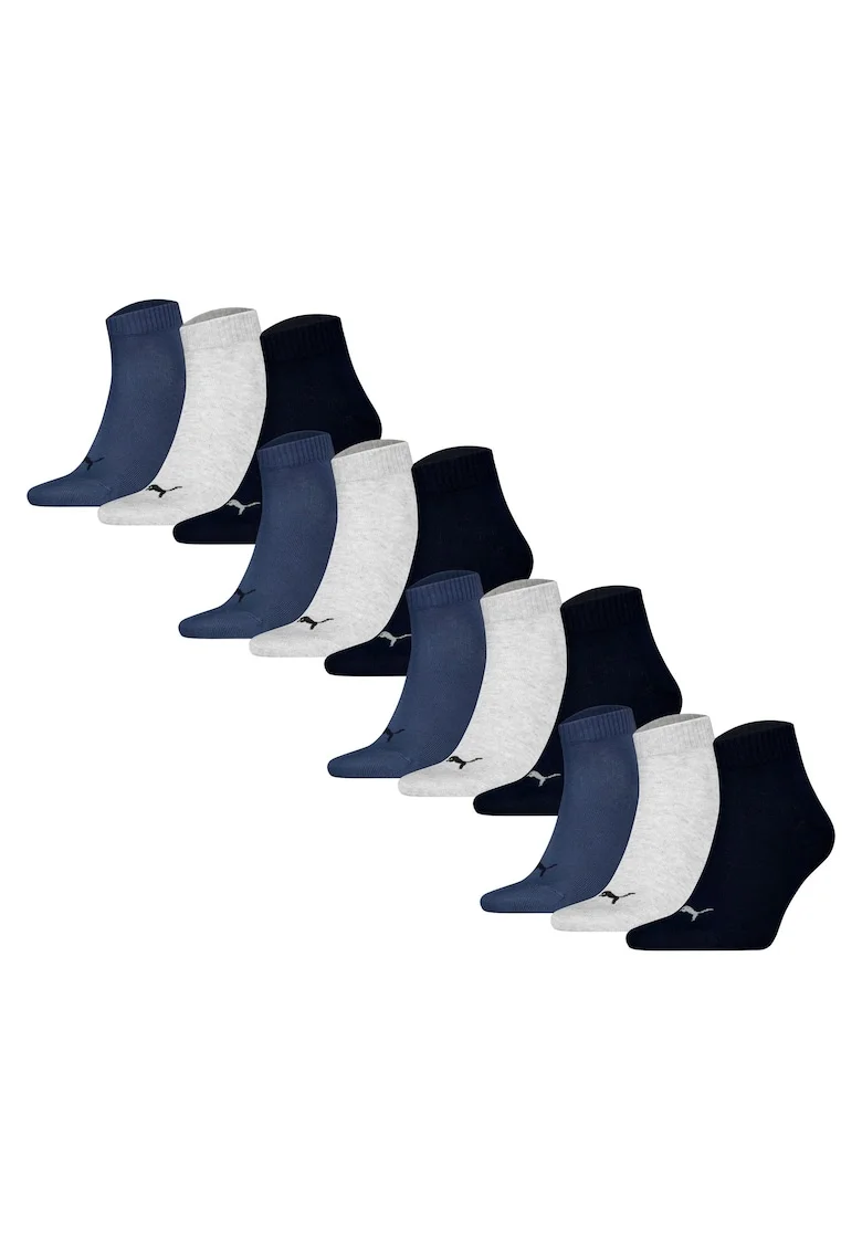 Set de sosete scurte unisex - 12 perechi, Gri melange/Albastru