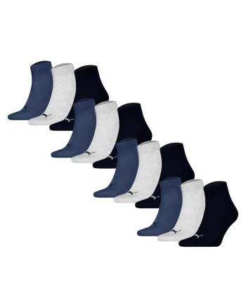 Set de sosete scurte unisex - 12 perechi, Gri melange/Albastru