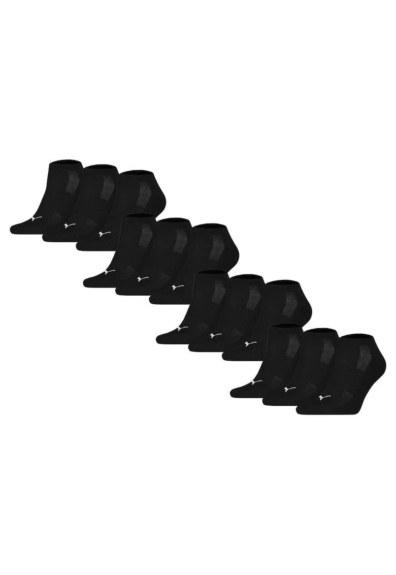 Set de sosete unisex pana la glezna cu amortizare - 12 perechi, Negru