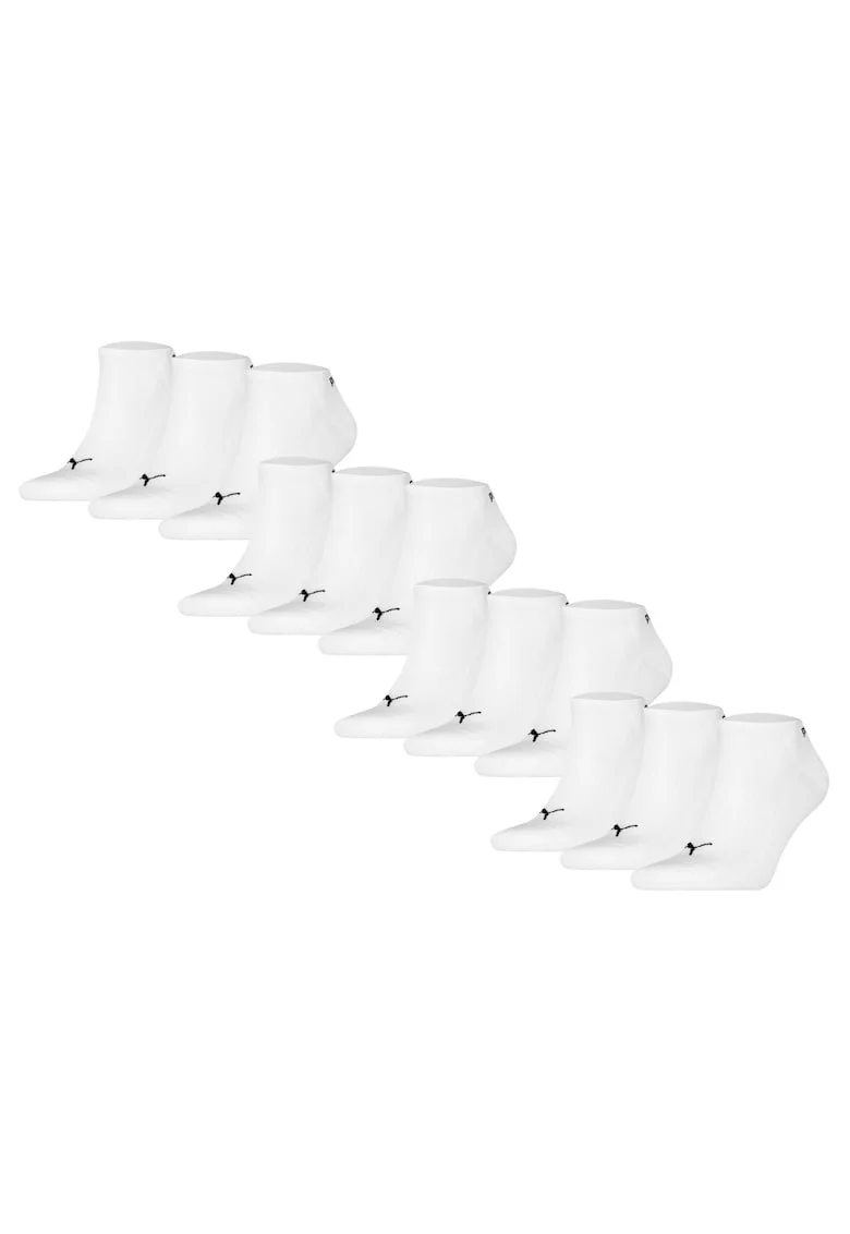 Set de sosete unisex pana la glezna cu amortizare - 12 perechi, Alb