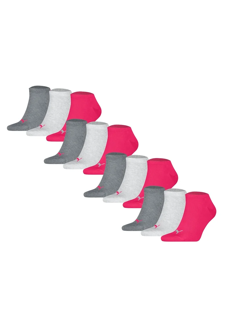 Set de sosete unisex pana la glezna - 12 perechi, Gri/Roz