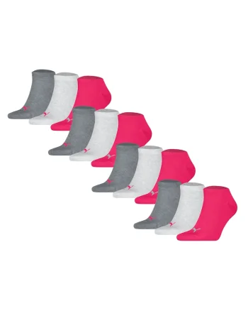 Set de sosete unisex pana la glezna - 12 perechi, Gri/Roz