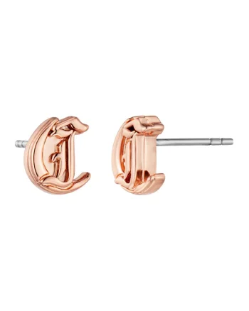 Cercei cu tija si model logo, Auriu, Auriu rose